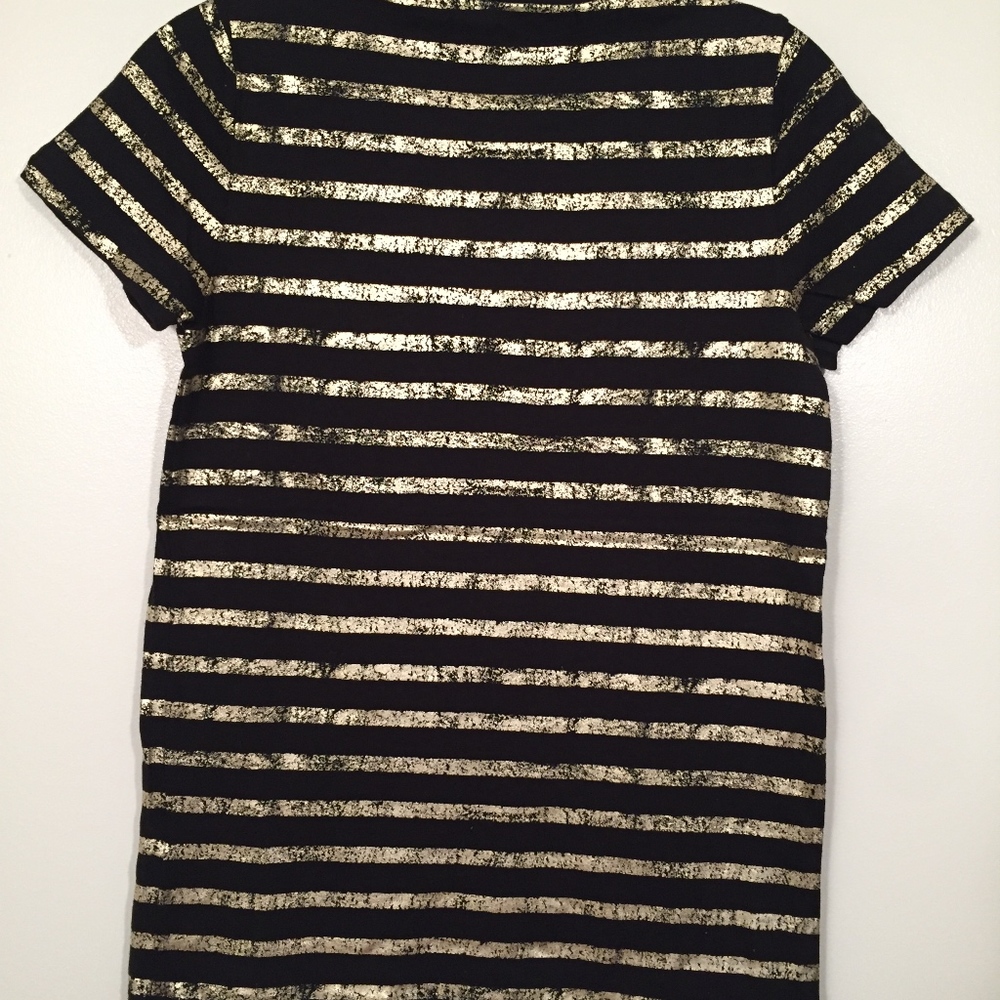 NWT J. Crew Women Black Gold Stripe Short Sleeve T - Picture 5 of 5